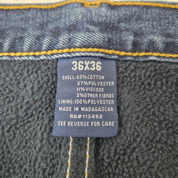 Rugged Wear Men's Fleece Lined Jeans Winter Outdoor Gorpcore Workwear size 36x36 - Picture 8 of 13